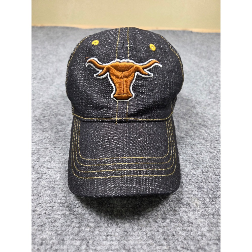 Texas Longhorns Hat OSFA Dark Denim Cotton Embroidered Logo Contrast Stitch
